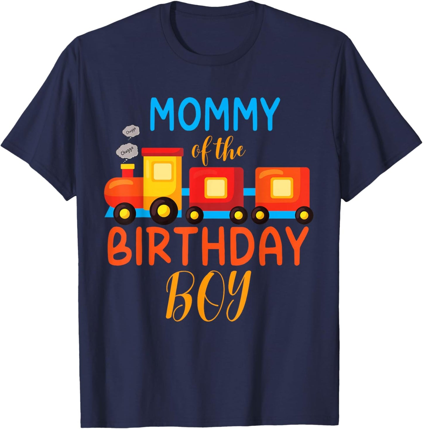 Mommy Birthday Boy Train I'm 2 Two Year Chugga Engine Bday T-Shirt - T-Shirt | Navy