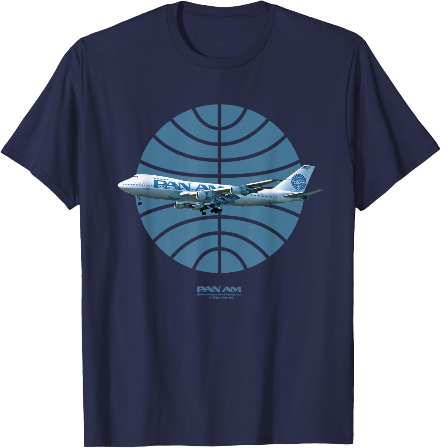 Pan Am Plane Over 1950s Logo T-Shirt - T-Shirt | Navy