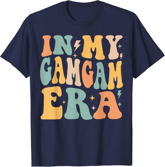 Retro Groovy In My Gamgam Era Mother's Day T-Shirt - T-Shirt | Navy