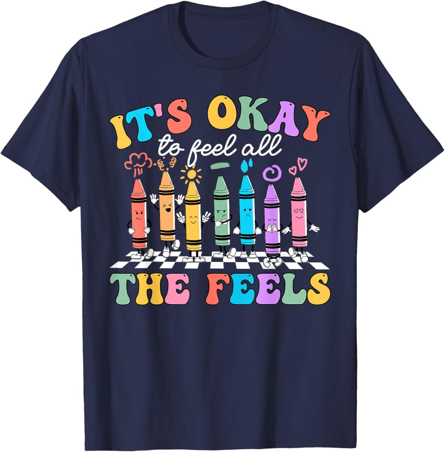 It's Okay To Feel All The Feels Mental Health Awareness Kids T-Shirt - T-Shirt | Navy