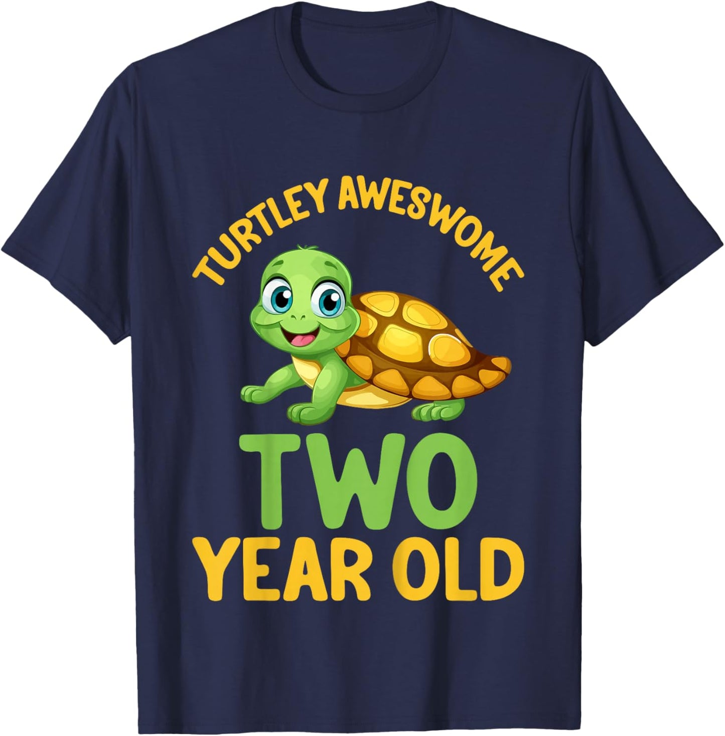 Kids Turtley Awesome Two Year Old Cute Turtle 2nd Birthday T-Shirt - T-Shirt | Navy