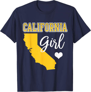 California Girl Heart Map Shape Souvenir Gift T-Shirt - T-Shirt | Navy