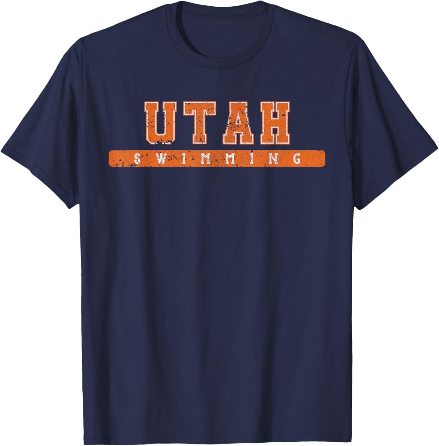 Utah Swimming Orange Vintage Text T-Shirt - T-Shirt | Navy