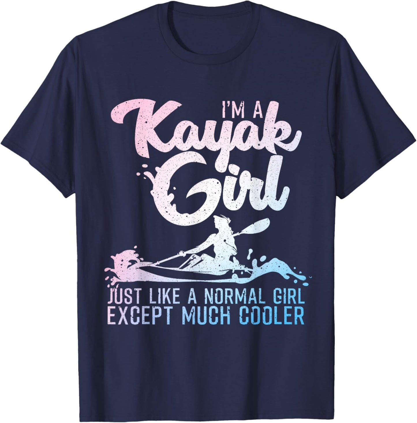 Unique Kayak Gift Oar Kayaking Accessories & Stuff Funny Kayak Girl Art Women's Black Short Sleeve T-Shirt - T-Shirt | Navy