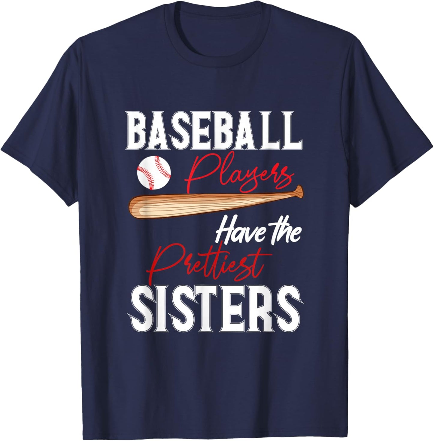 Funny Baseball sisters Baseball Players T-Shirt - T-Shirt | Navy