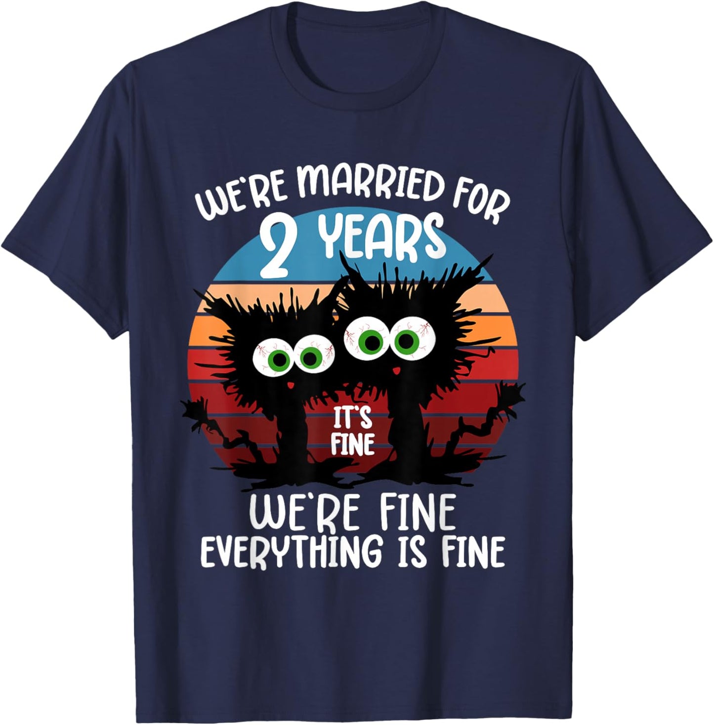 Cotton Wedding We're Married for 2 Years T-Shirt - T-Shirt | Navy