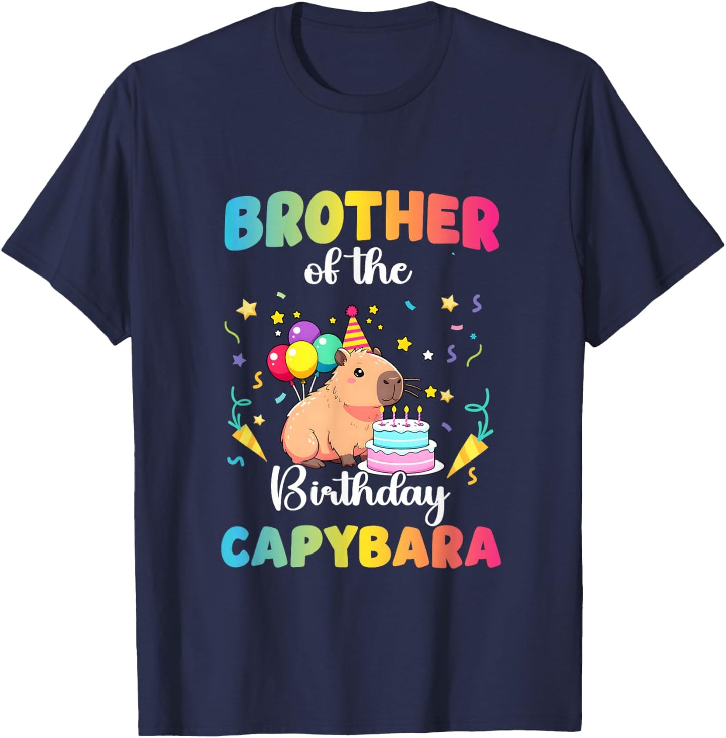Brother of The Birthday Girl Capybara Bday Party Family T-Shirt - T-Shirt | Navy