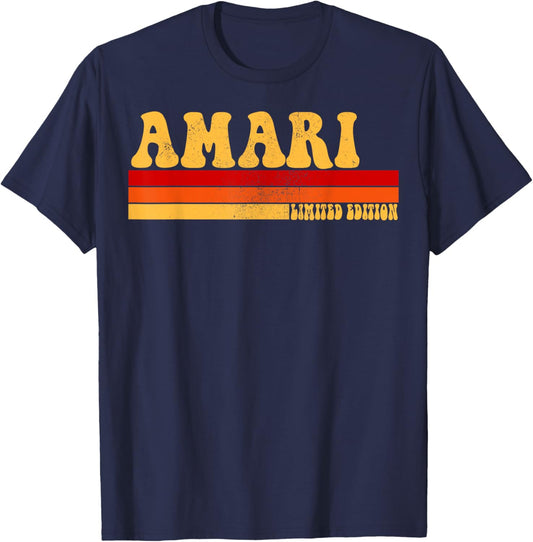 AMARI Name Personalized Idea Men Retro Vintage AMARI T-Shirt - T-Shirt | Navy