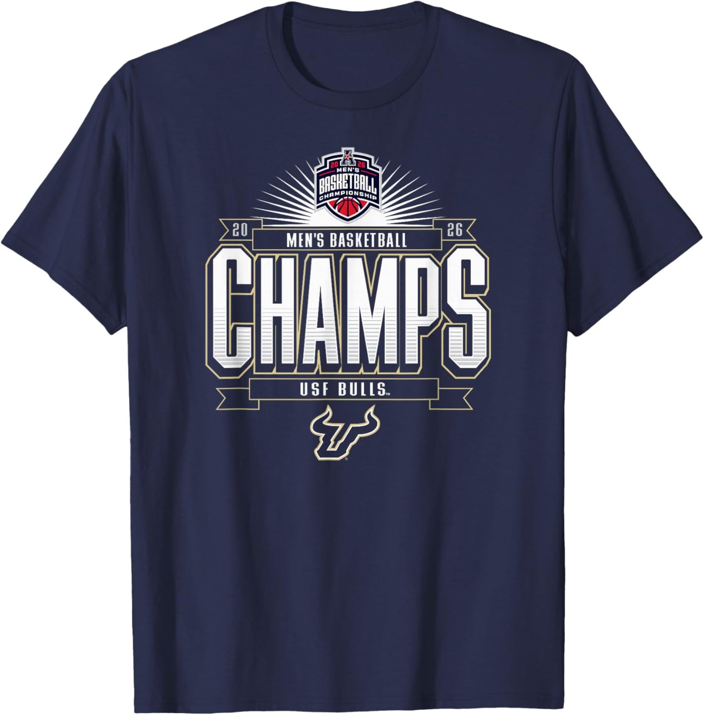 South Florida Bulls Men's Basketball AAC Champs 2026 T-Shirt - T-Shirt | Navy