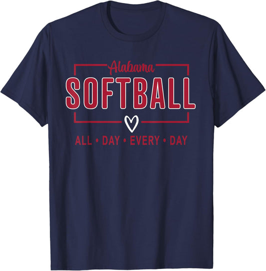 Alabama Softball Vintage Kids Team Retro Softball Fan T-Shirt - T-Shirt | Navy