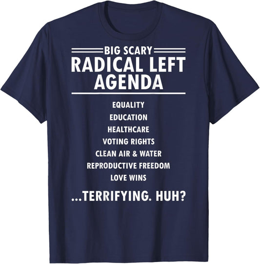 Vintage Support Radical Left Agenda USA Liberal 4th of July T-Shirt - T-Shirt | Navy