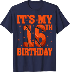 16 Years Old Basketball Lover It's My 16th Birthday T-Shirt - T-Shirt | Navy
