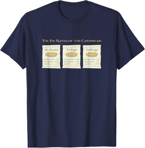 The Pie Rates of the Caribbean Funny Pirate Pun Design on a T-Shirt - T-Shirt | Navy