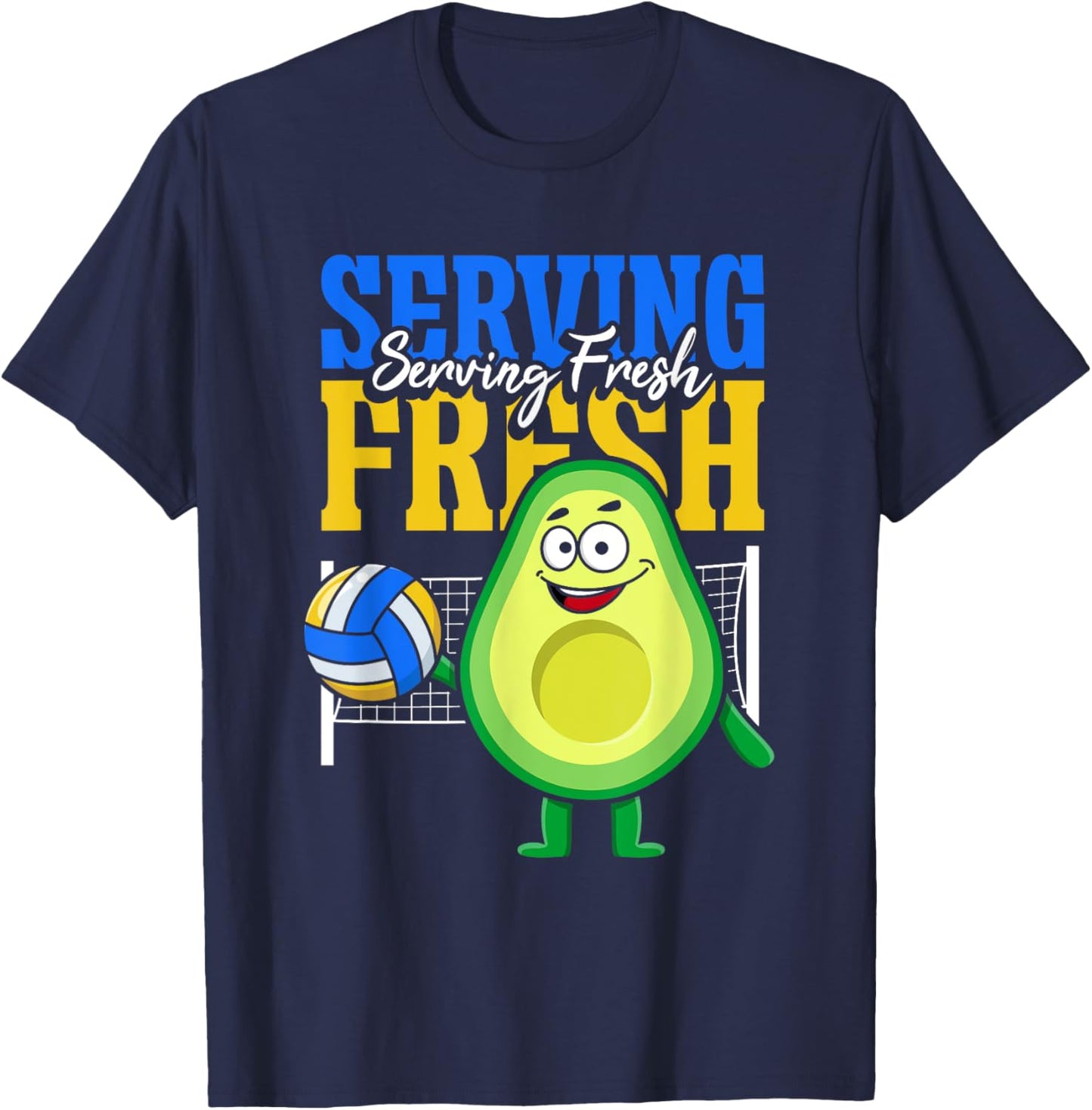 Avocado Volleyball Serving Fresh T-Shirt - T-Shirt | Navy