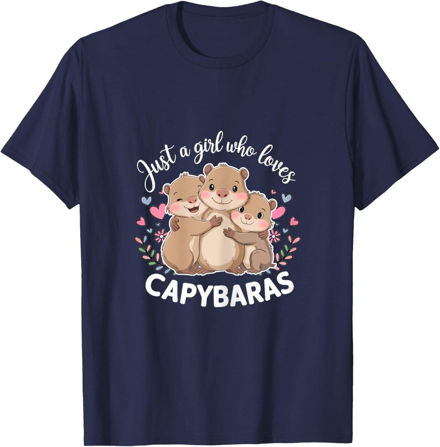 Funny Just A Girl Who Loves Capybaras Cool Capybara T-Shirt - T-Shirt | Navy