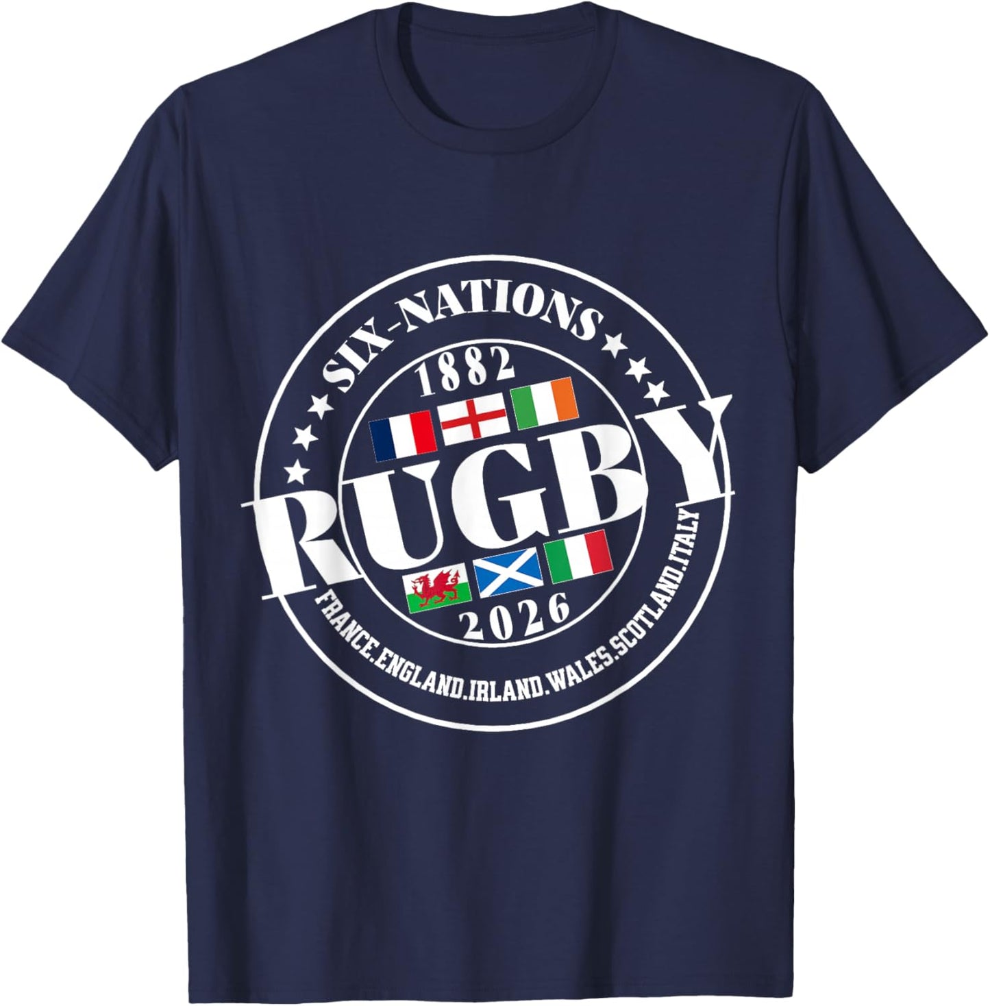 Six Nations Rugby 6 Nation's Rugbyman Supporter Fan T-Shirt - T-Shirt | Navy