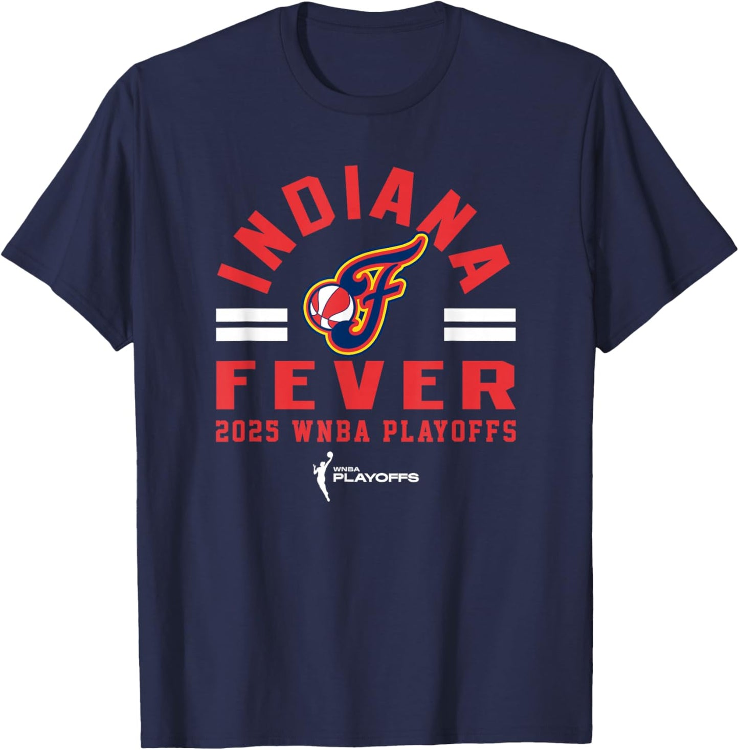 WNBA Official Indiana Fever 2025 Playoffs Worlds Collide T-Shirt - T-Shirt | Navy