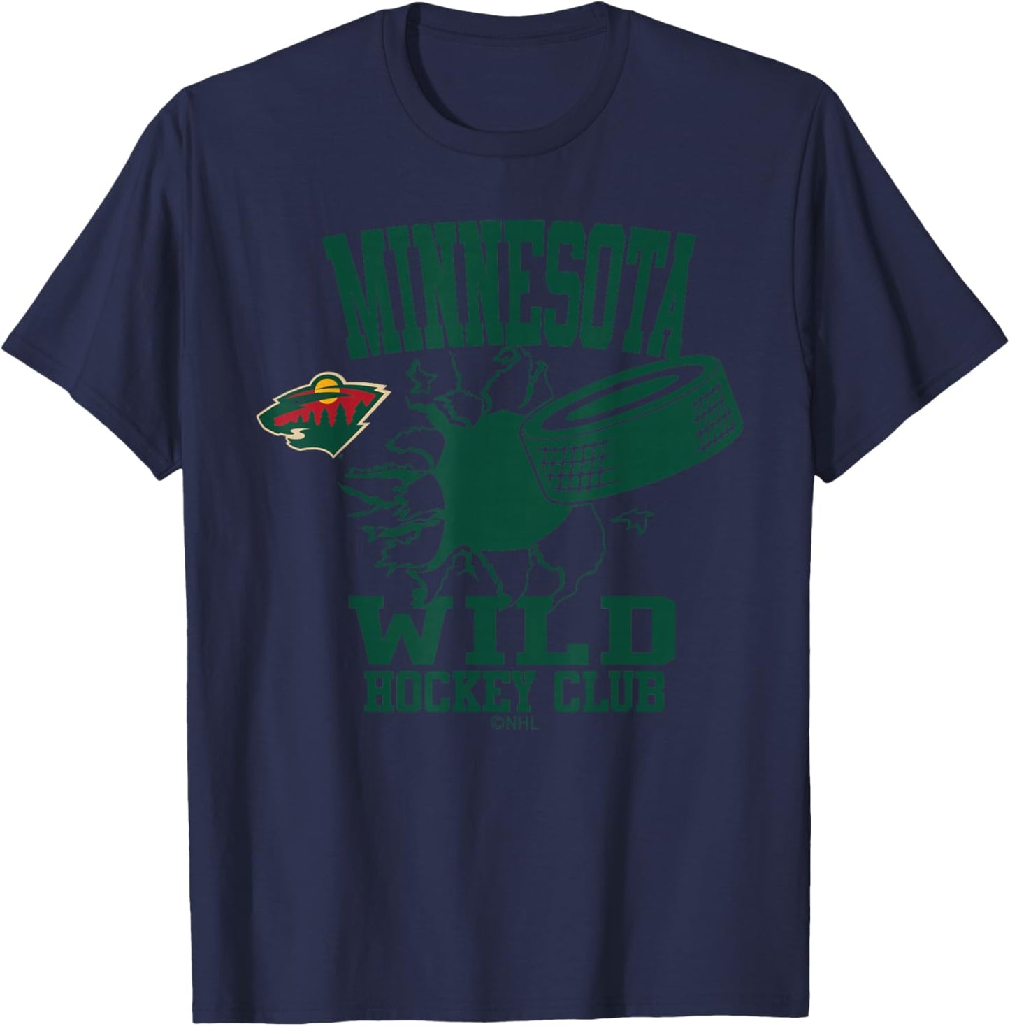 Minnesota Wild Puck Burst White NHL Officially Licensed T-Shirt - T-Shirt | Navy