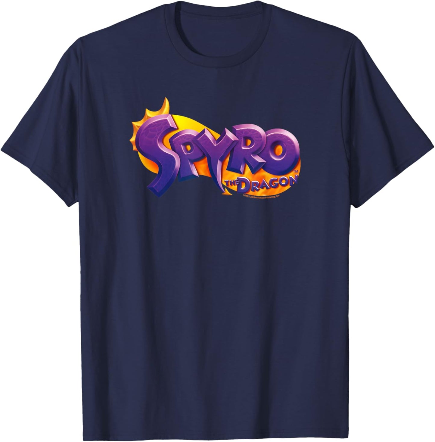Spyro The Dragon Retro Title Logo Video Game T-Shirt - T-Shirt | Navy