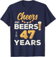 Cheers And Beers To 47 Years 47th Birthday Party Anniversary T-Shirt - T-Shirt | Navy