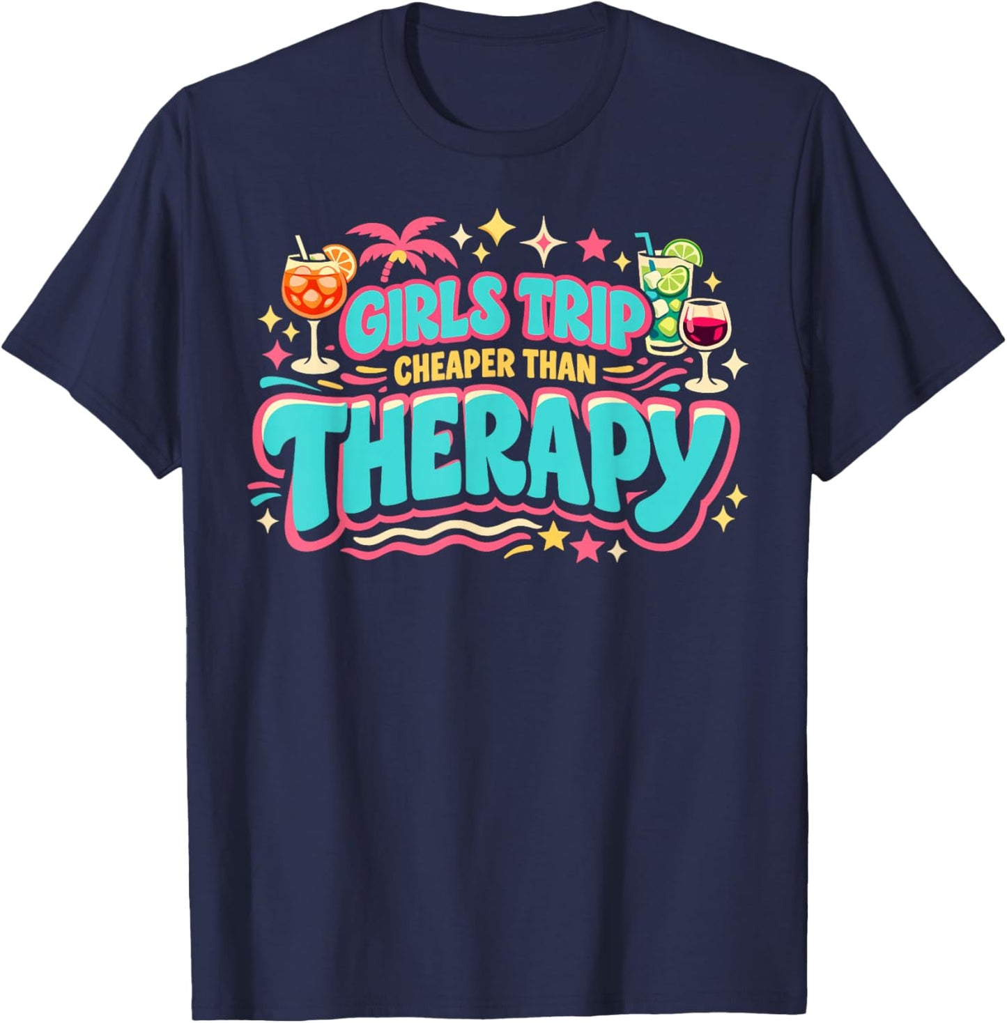 Girls Trip Woman Dress Retro Vacay Girls Weekend 2026 Travel T-Shirt - T-Shirt | Navy