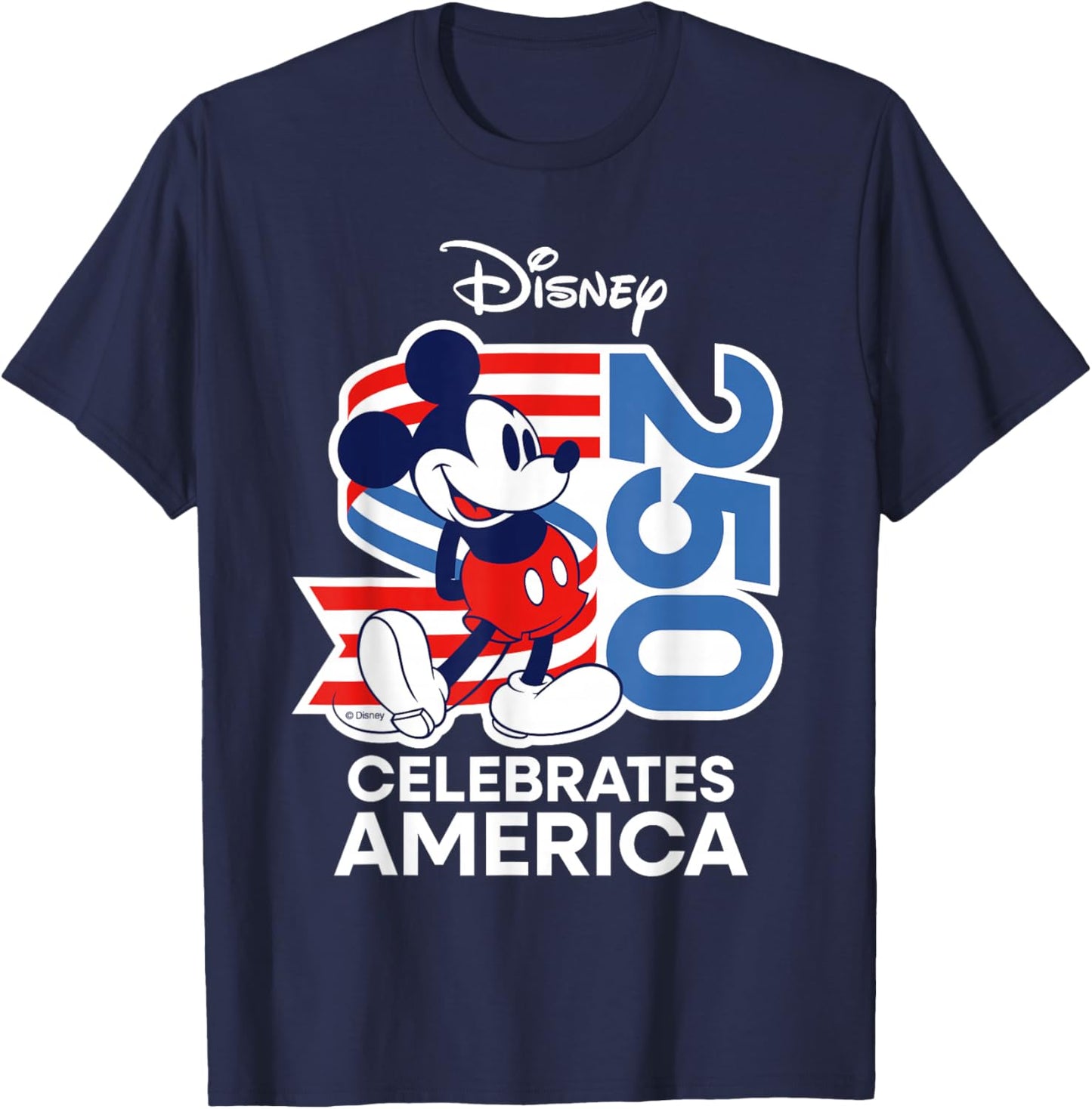 Disney Mickey Mouse Celebrates America 250 4th of July USA T-Shirt - T-Shirt | Navy
