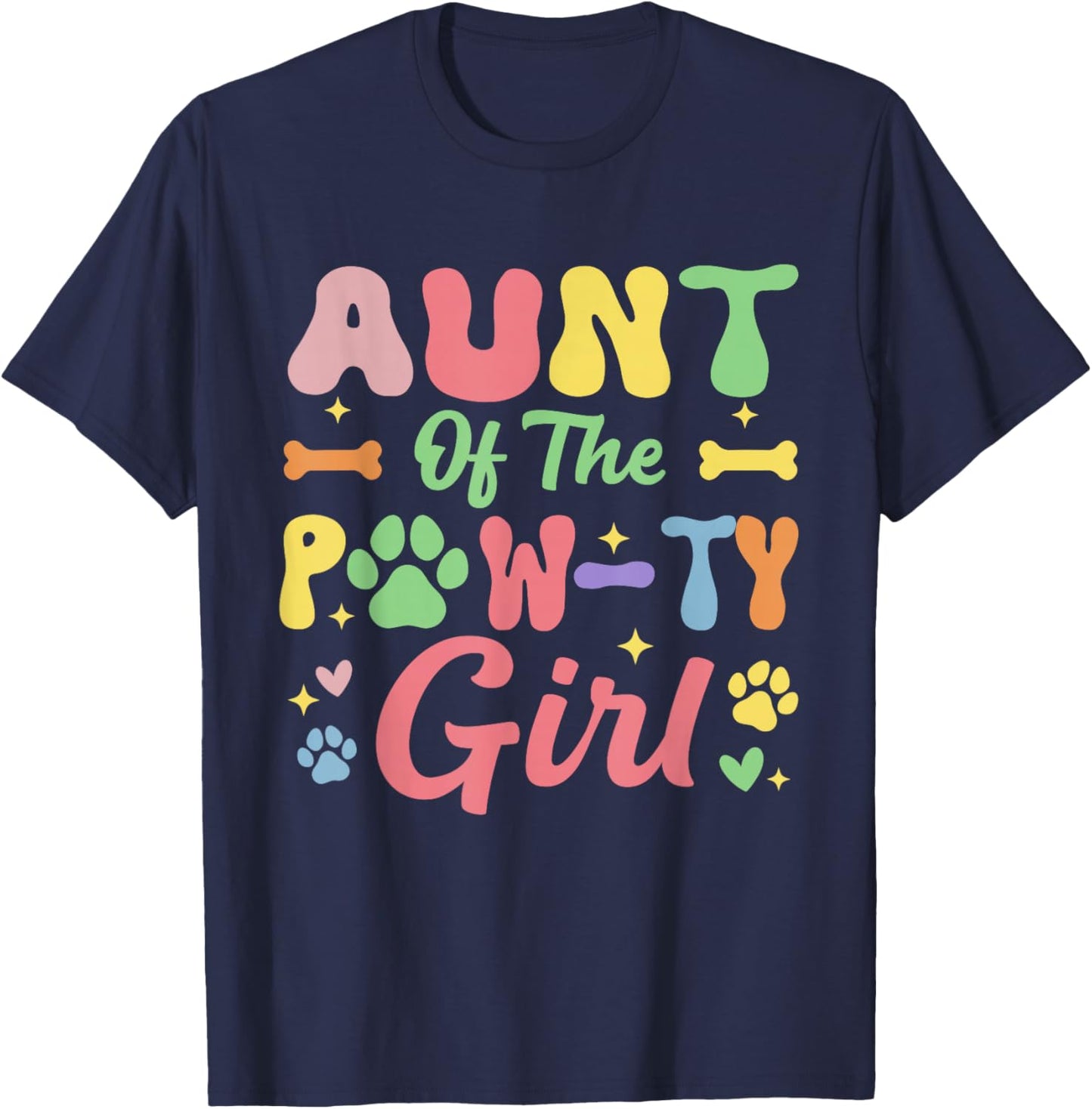 Aunt of The Birthday Paw-ty Girl Dog Theme Family Party T-Shirt - T-Shirt | Navy