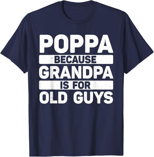 Poppa Design For Grandpa From Grandkids Father's Day Poppa T-Shirt - T-Shirt | Navy