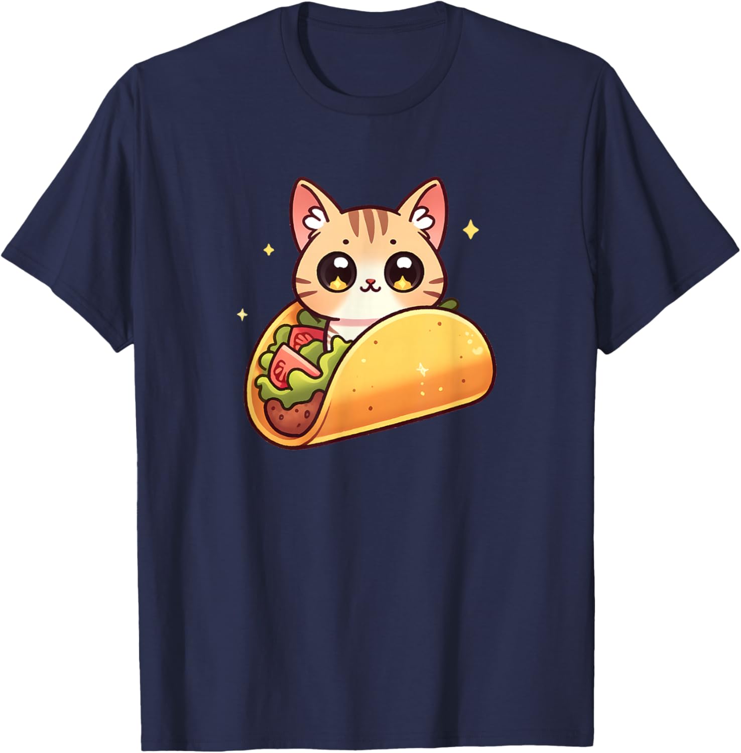 Cute Taco Cat Funny Kawaii Food T-Shirt - T-Shirt | Navy