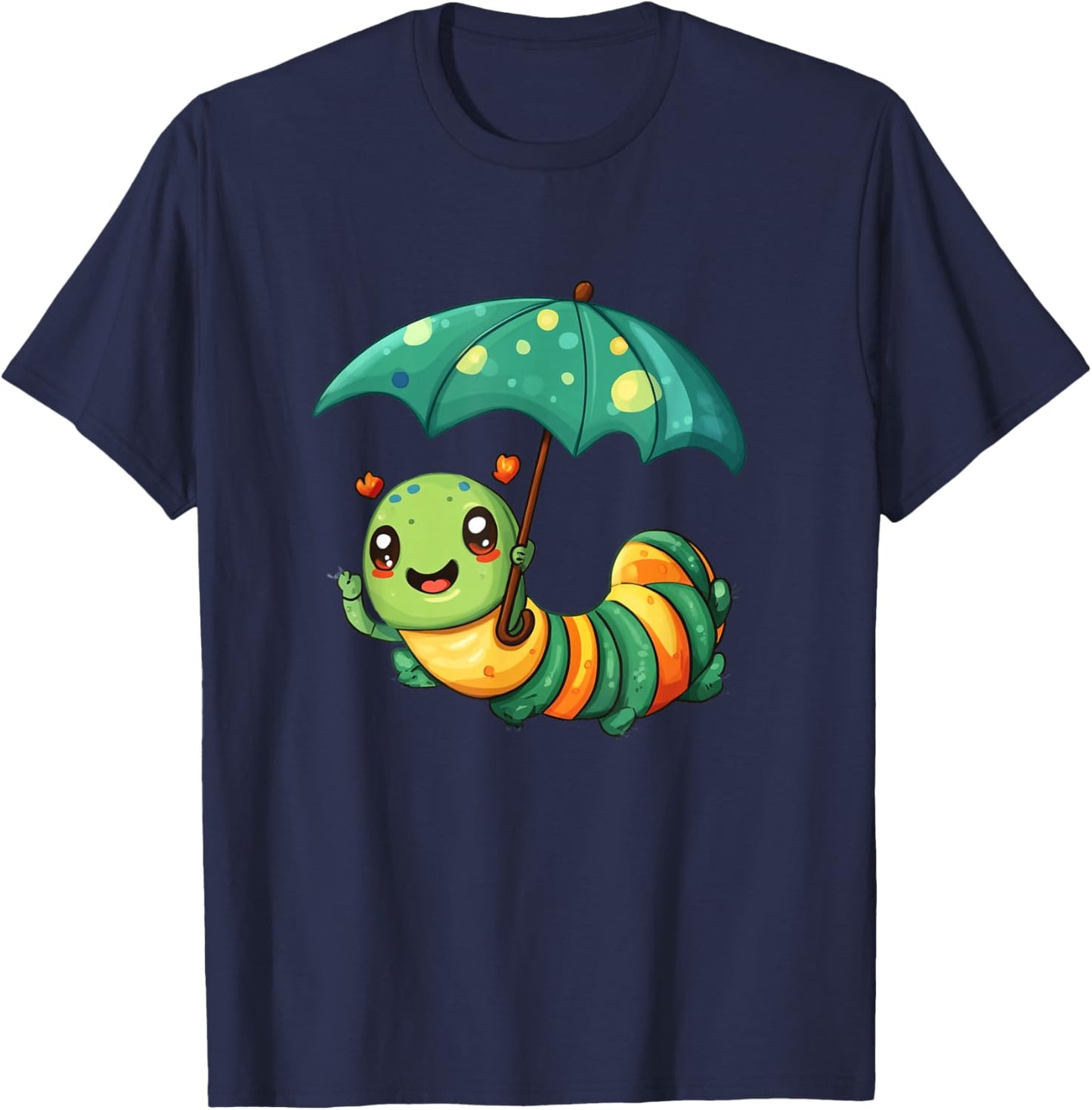 Fun Caterpillar Outfit for Kids and Umbrella Lovers T-Shirt - T-Shirt | Navy