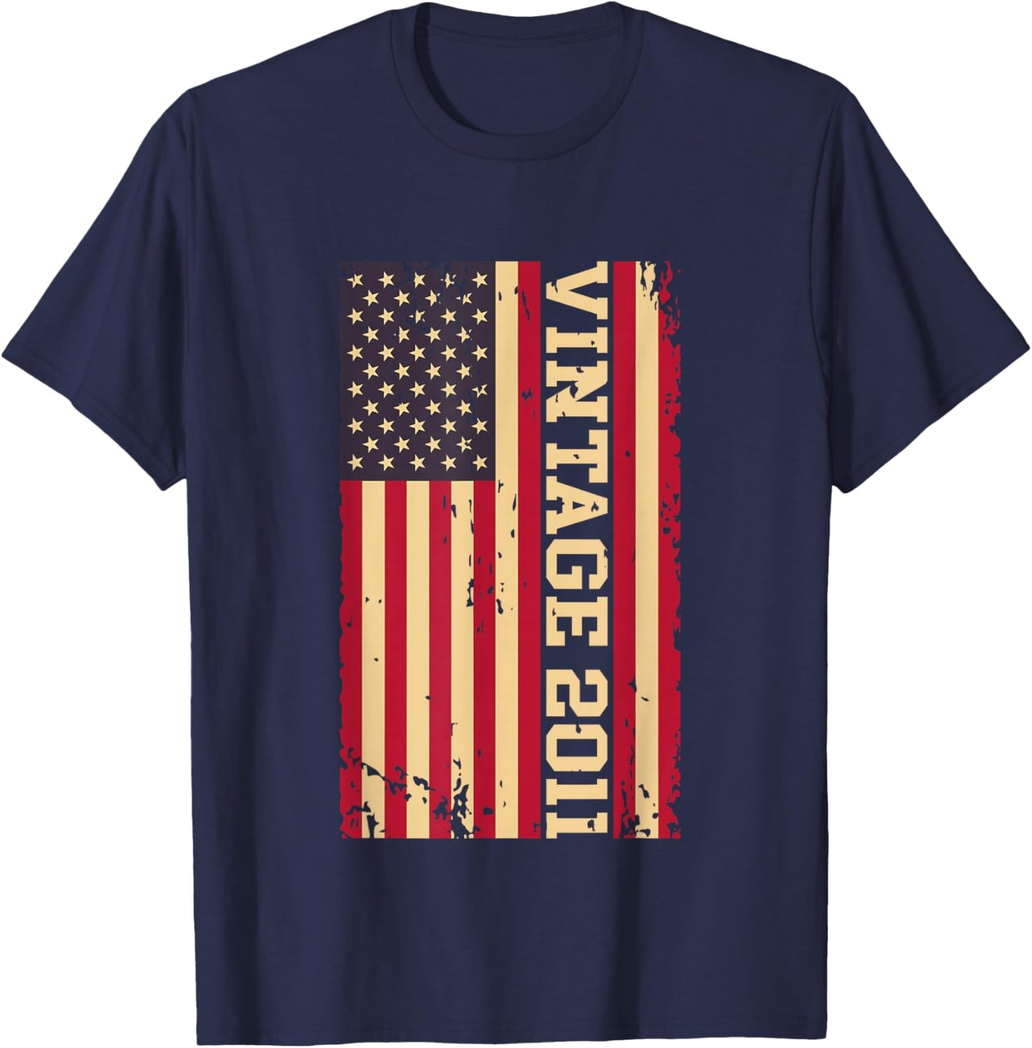 2011 Vintage 15th Birthday 15 Years Old American USA Flag T-Shirt - T-Shirt | Navy
