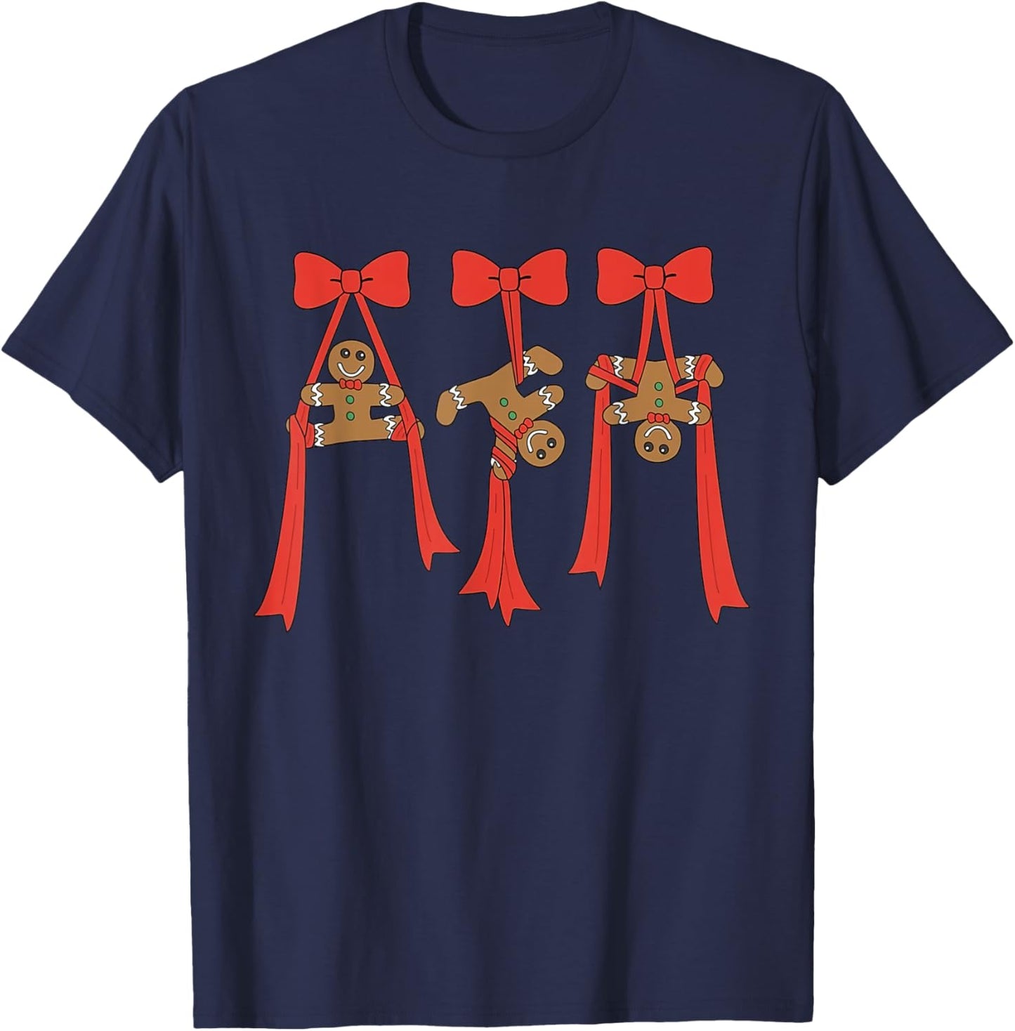 Gingerbread Man Christmas Candy Cane Aerial Silks Athletic T-Shirt - T-Shirt | Navy