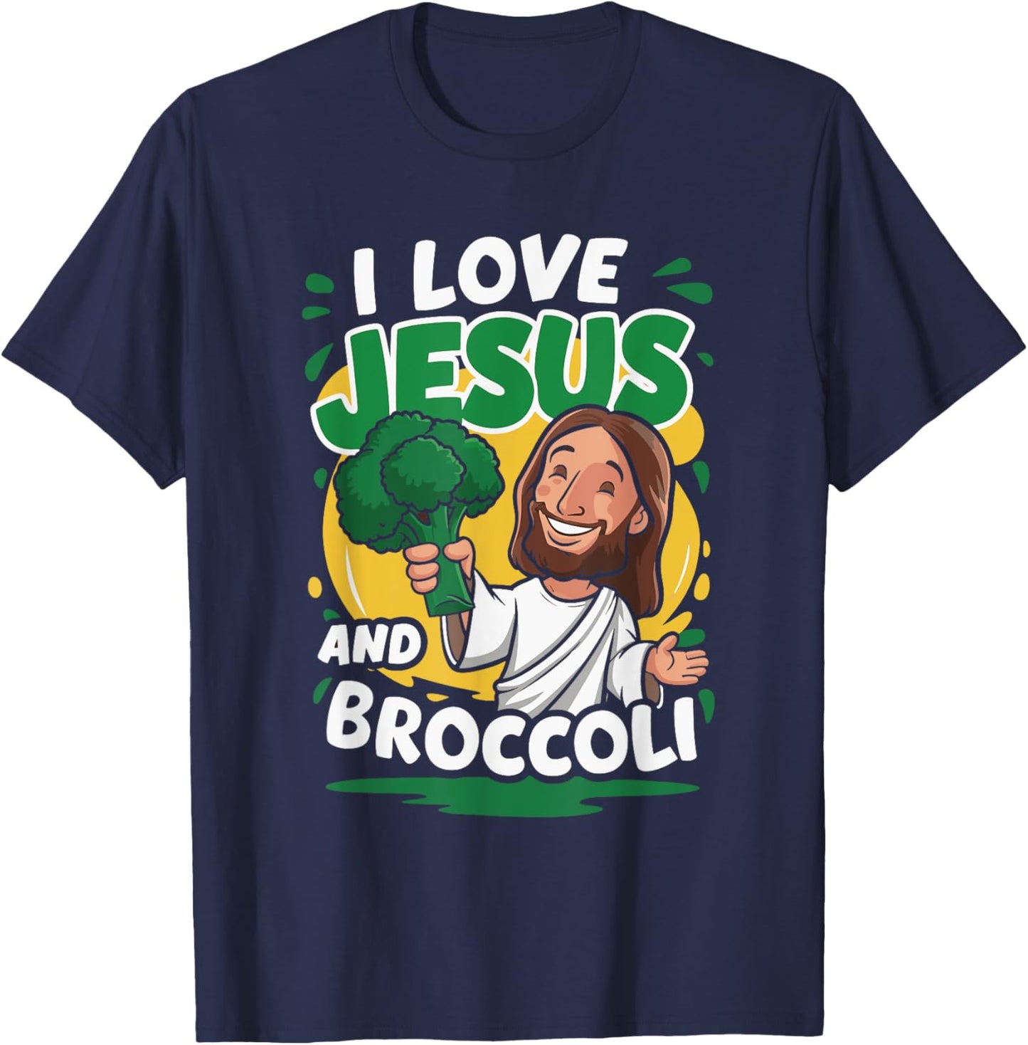 I Love Jesus And Broccoli T-Shirt - T-Shirt | Navy