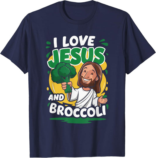 I Love Jesus And Broccoli T-Shirt - T-Shirt | Navy