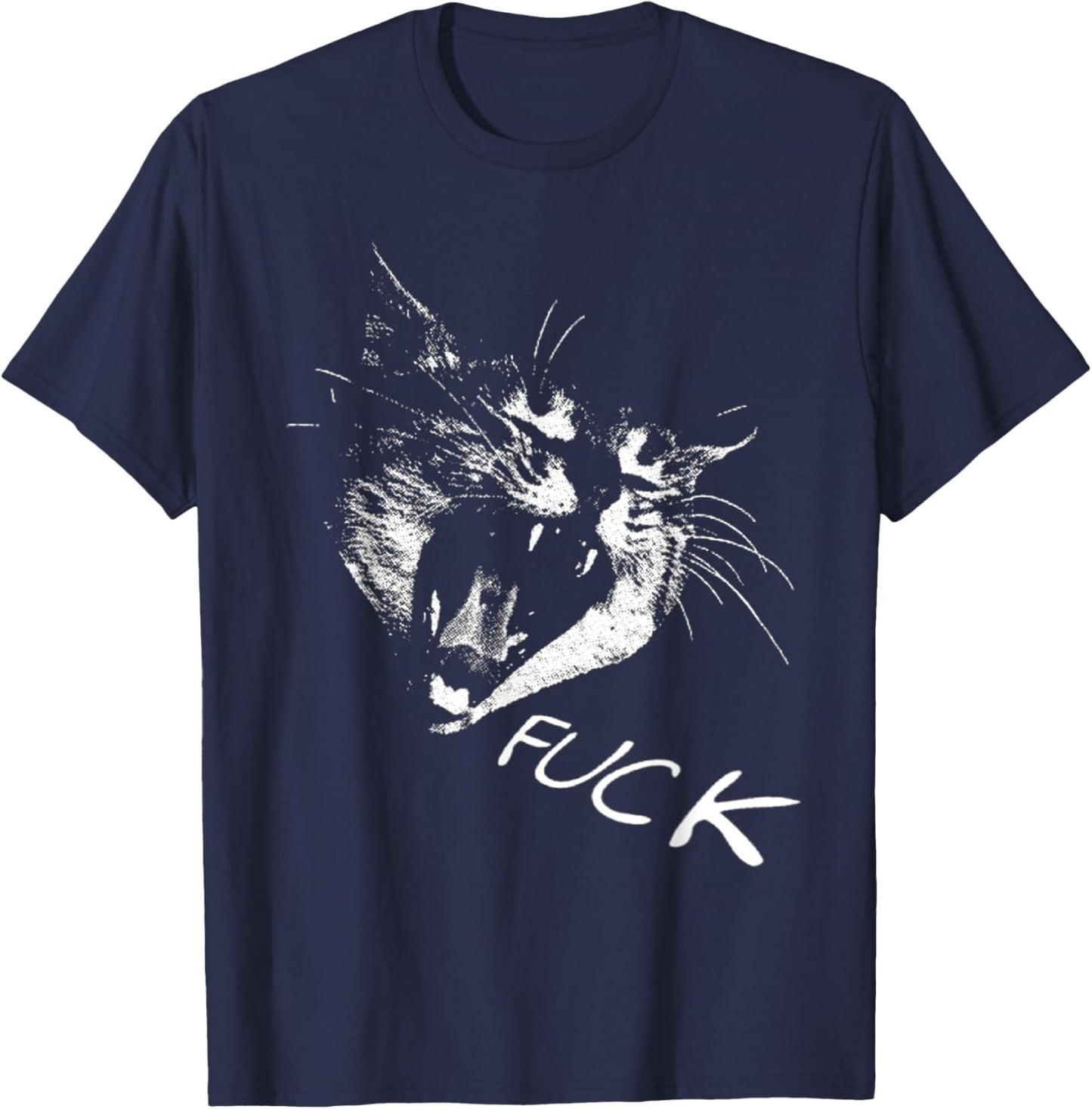 Angry - Screaming Cat - Fuck Yelling Art Women T-Shirt - T-Shirt | Navy