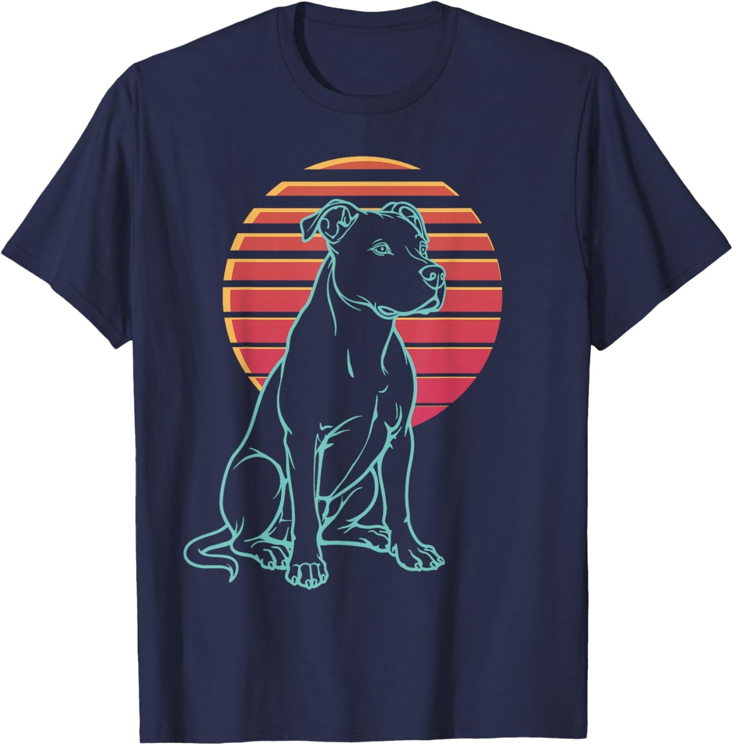 Pitbull Lover Dog Owner Retro Synthwave 80s T-Shirt - T-Shirt | Navy