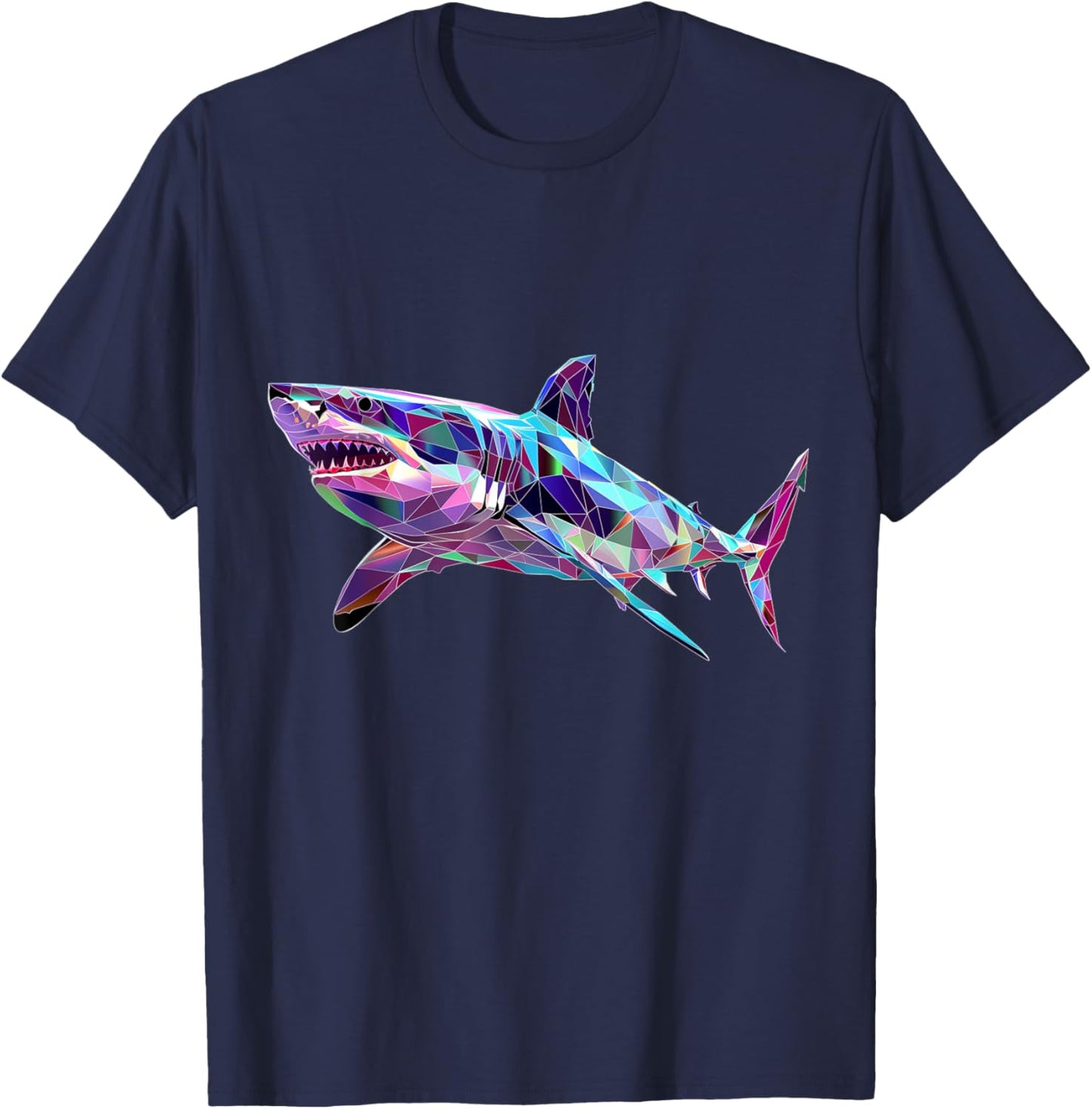 Big White Shark, Polygon Fishing, Diving, Hail Lovers T-Shirt - T-Shirt | Navy