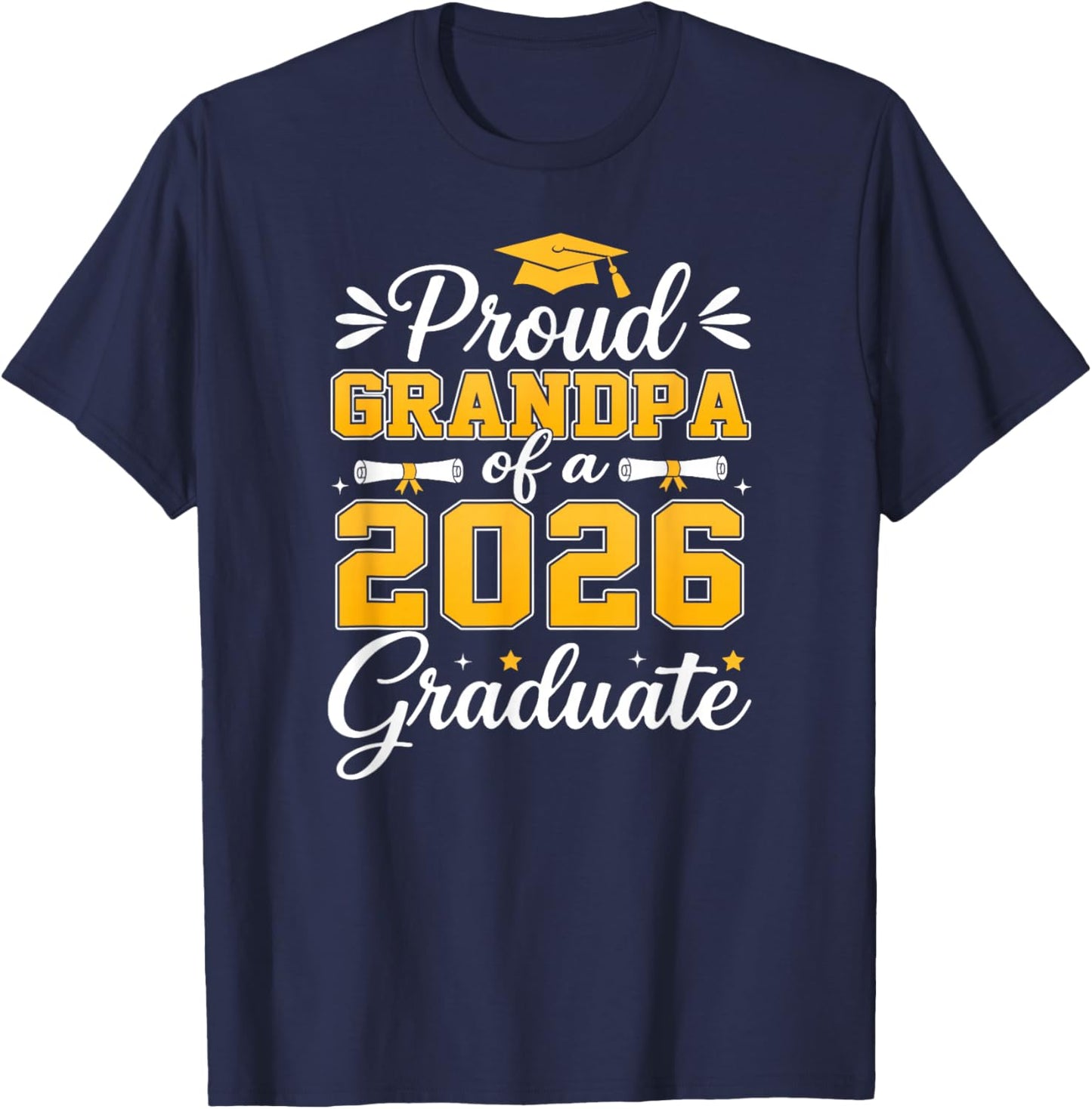 Proud Grandpa of A Class of 2026 Graduate Senior Graduation T-Shirt - T-Shirt | Navy