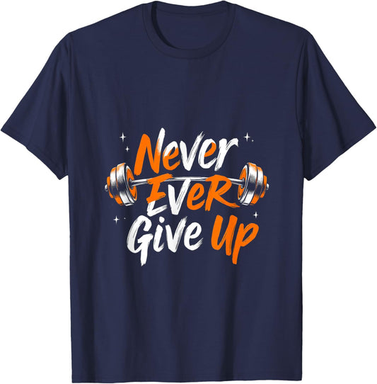 Niemals aufgeben Motivations-Typografie T-Shirt - T-Shirt | Navy