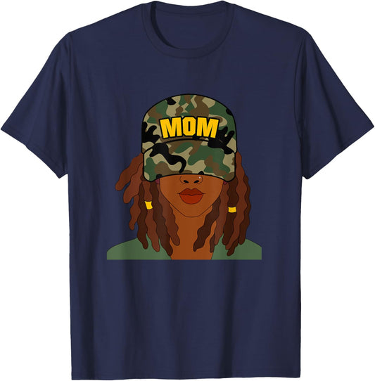 African American Mom Mother's Day Locs Camo Hat T-Shirt - T-Shirt | Navy