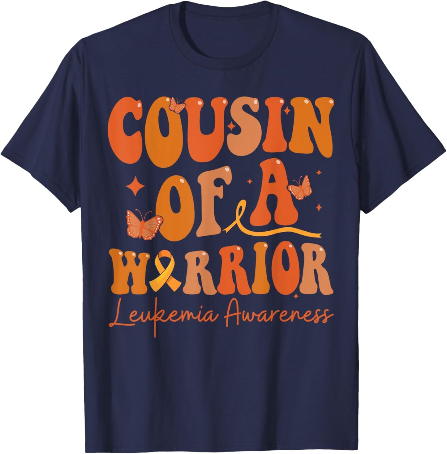 Cousin Of A Warrior Leukemia Awareness Family Matching T-Shirt - T-Shirt | Navy