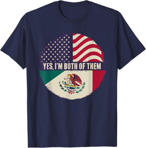Half Mexican Half American USA Flag Mexico America T-Shirt - T-Shirt | Navy