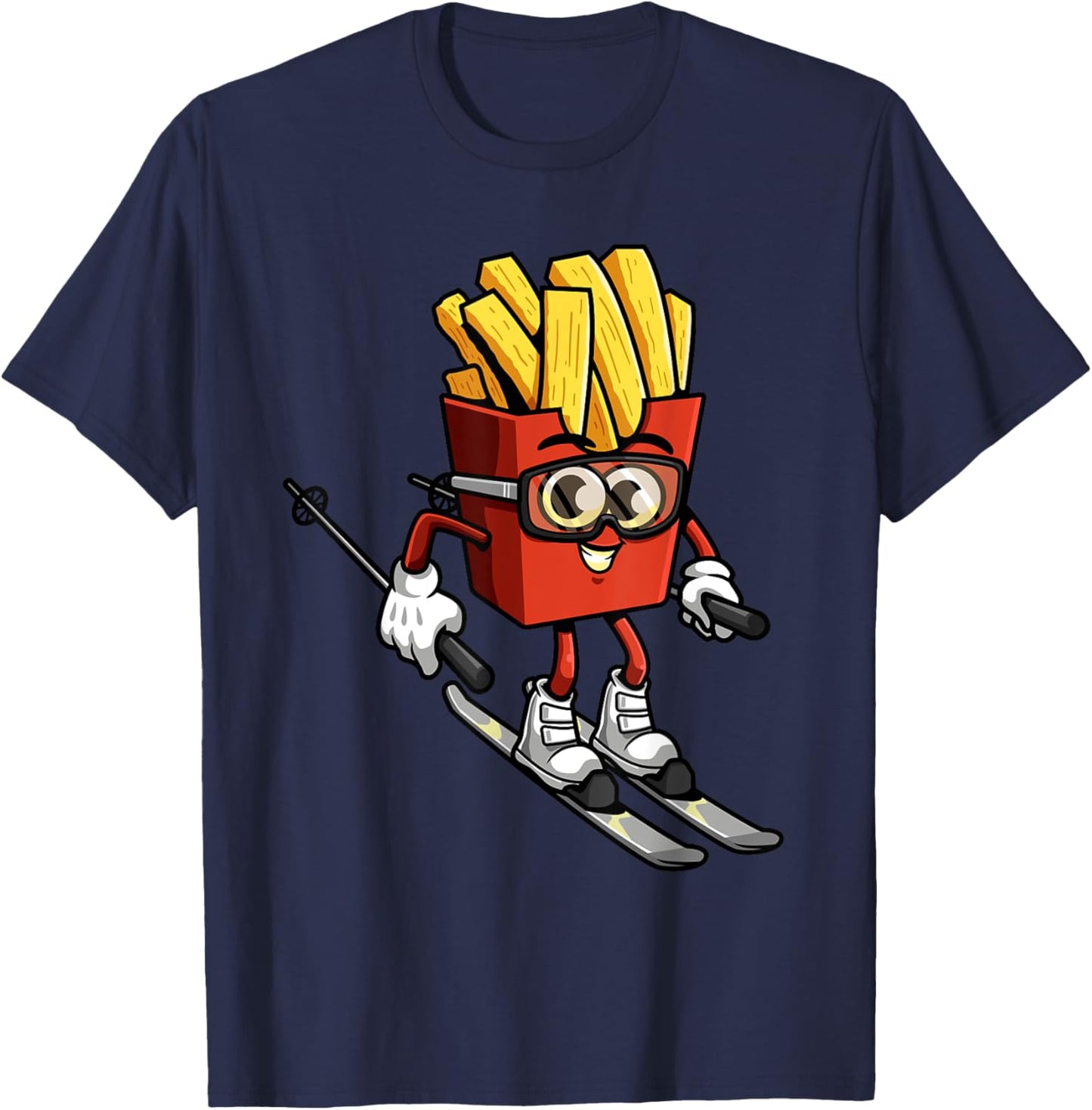 Funny French Fry Ski Potato Fries Skiing Instructor Outfit T-Shirt - T-Shirt | Navy