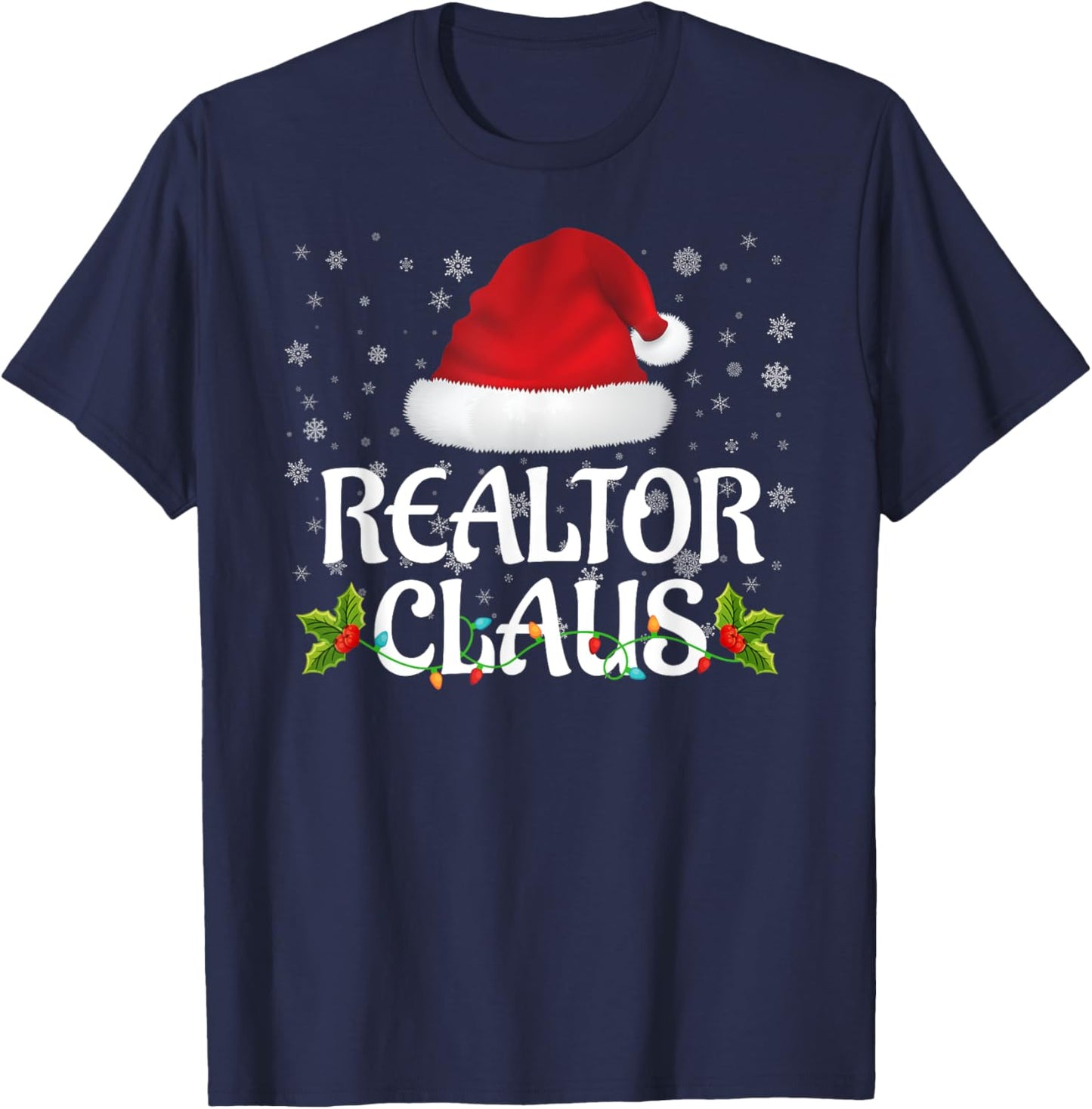 Realtor Claus Christmas Lights Santa Pajama Family Matching T-Shirt - T-Shirt | Navy
