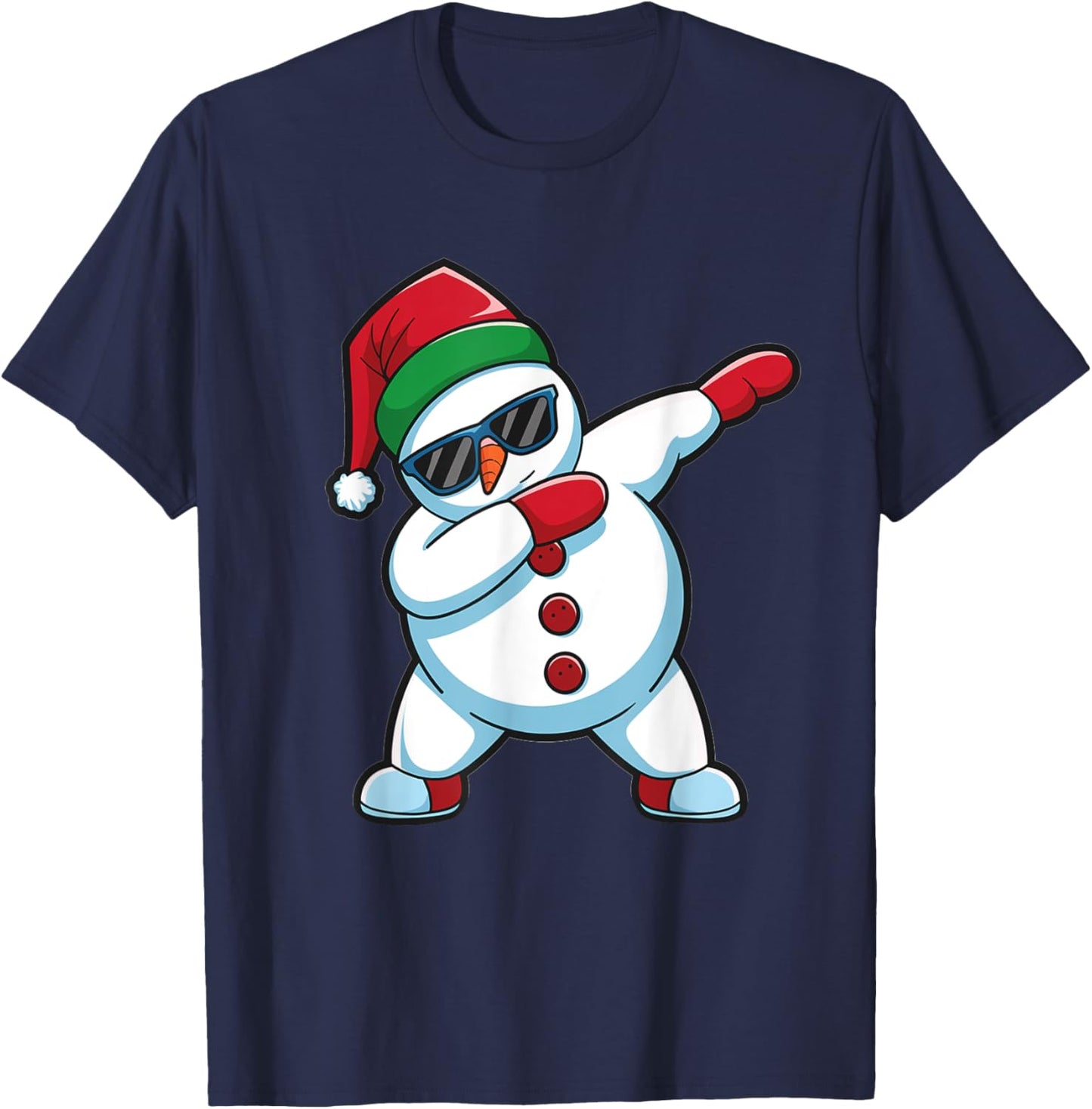 Dabbing Snowman Christmas Xmas T-Shirt - T-Shirt | Navy