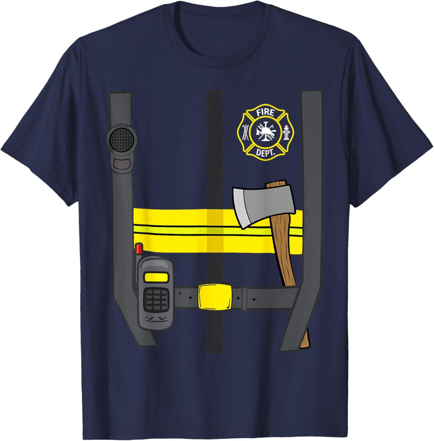 Firefighter Costume Halloween Uniform T-Shirt - T-Shirt | Navy