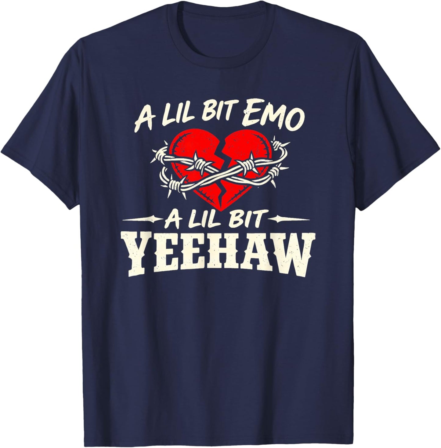 A Lil Bit Emo A Lil Bit Yeehaw Funny Cowboy T-Shirt - T-Shirt | Navy