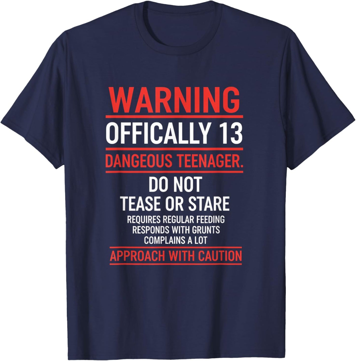 Birthday Officially 13 Warning, Dangerous Teenager Birthday T-Shirt - T-Shirt | Navy
