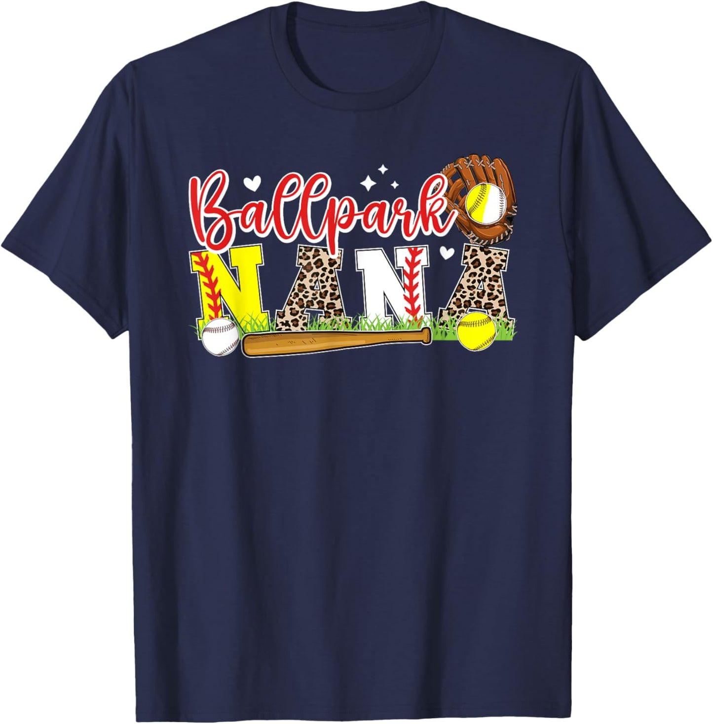 Ballpark Nana Softball Baseball Nana Of Ballers T-Shirt - T-Shirt | Navy
