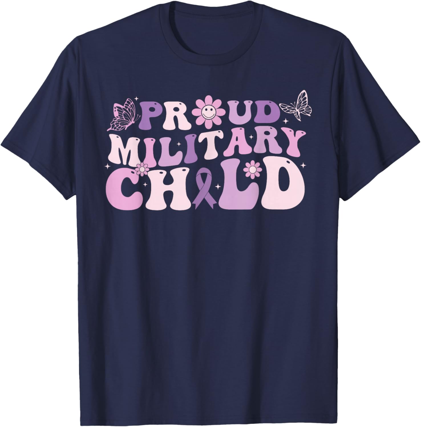 Proud Military Child Purple Up For Military Kids Toddlers T-Shirt - T-Shirt | Navy